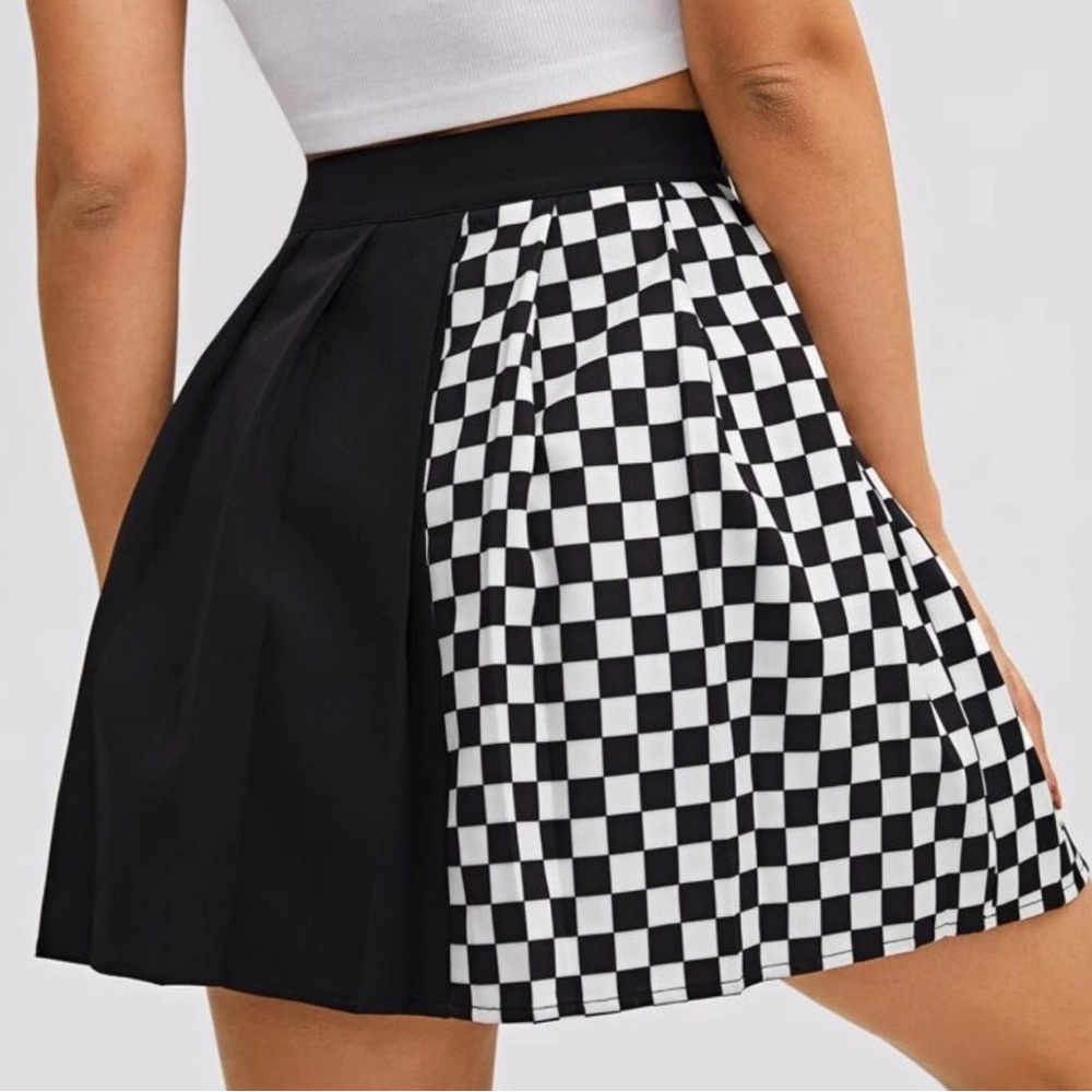Split plaid mini skirt